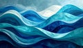 Textured abstract waves of light and deep blues with white highlights create a dynamic, layered ocean surface Royalty Free Stock Photo