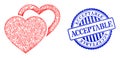 Textured Acceptable Seal and Network Valentine Hearts Mesh