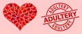 Rubber Adultery Stamp and Red Lovely Love Heart Mosaic Royalty Free Stock Photo