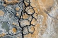 Textured Aerial View of Cracked Earth in a Drought-Stricken Landscape Royalty Free Stock Photo