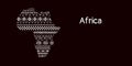 Textured Africa continent in black and white mudcloth ornament, vector