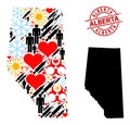 Textured Alberta Badge and Spring People Infection Treatment Collage Map of Alberta Province