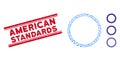 Textured American Standards Line Stamp and Mosaic Certificate Round Rosette Frame Icon