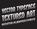 Textured Art Vector typeface. White contrasting font. Isolated english alphabet