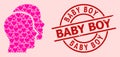 Distress Baby Boy Stamp Seal and Pink Lovely Man Heads Mosaic