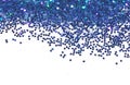 Textured background with blue glitter sparkle on white, decorative spangles Royalty Free Stock Photo