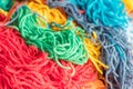 Textured background of multi colored bright yarn for kniting nd dyi Royalty Free Stock Photo