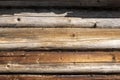 Textured background of old wall of wooden logs Royalty Free Stock Photo