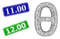 Textured 11.00 Badges and Triangle Mesh Theta Greek Lowercase Symbol Icon