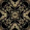 Textured Baroque 3d seamless pattern, Vector grunge background. Modern repeat grungy ornate backdrop. Gold floral royal