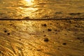 Textured beach sand during golden sunset Royalty Free Stock Photo