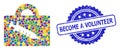 Textured Become a Volunteer Stamp Seal and Colored Collage Vaccine Case