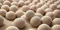 Textured beige spheres close-up a detailed view of a collection of small, round objects with a rough surface texture. Generative Royalty Free Stock Photo
