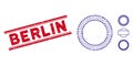 Textured Berlin Line Stamp and Collage Double Circle Frame Icon Royalty Free Stock Photo