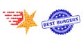 Textured Best Burgers Stamp Seal and Square Dot Collage Star