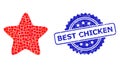 Textured Best Chicken Seal and Square Dot Collage Red Star