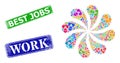 Textured Best Jobs Stamps and Worker Icon Multicolored Swirl Bang