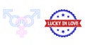 Textured Bicolor Lucky in Love Stamp and Promiscuity Symbol Web Mesh Icon Royalty Free Stock Photo