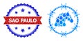 Textured Bicolor Sao Paulo Stamp and Mosaic Horse Jail of Blue Liquid Dews