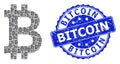 Textured Bitcoin Round Stamp and Recursive Bitcoin Icon Composition