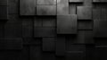 Textured black abstract background with geometric square patterns, creating a sleek, modern, and minimalistic design for tech-
