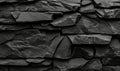 Textured black stone wall with layered rock formations and natural patterns Royalty Free Stock Photo