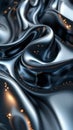 Smooth black surface with droplets showcasing elegant waves in soft lighting Royalty Free Stock Photo
