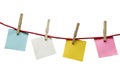 Textured Blank Papers Hanging On Rope Royalty Free Stock Photo