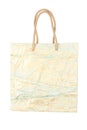 Textured blue with gold creased paper gift bag isolated on whit Royalty Free Stock Photo