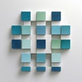 Textured Blue and Green Cubes Creating a Dynamic Abstract Geometric Grid Pattern Royalty Free Stock Photo