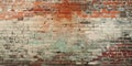 Textured Brick Wall Coated In Multiple Layers Of Worn Paint