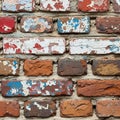 Mortar between bricks is visible contributing to the rustic worn Royalty Free Stock Photo