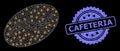 Textured Cafeteria Stamp Seal and Bright Web Network Coffee Bean with Glare Spots