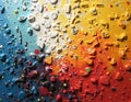 Textured canvas, heavy paint application, abstract expressions.