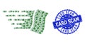 Textured Card Scam Round Seal Stamp and Recursion Flying Dollar Banknote Icon Composition Royalty Free Stock Photo