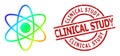 Textured Clinical Study Watermark and Lowpoly Spectrum Atom Icon with Gradient