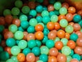 Selective focus textured colorful toy gun bullets Royalty Free Stock Photo