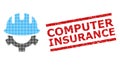 Textured Computer Insurance Seal Stamp and Halftone Dotted Development Helmet Royalty Free Stock Photo