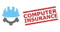 Textured Computer Insurance Seal Stamp and Halftone Dotted Development Helmet