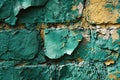 Textured, cracked, stripped green concrete wall