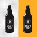 Textured craft beer bottle label design. Vector logo, emblem, ty