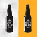 Textured craft beer bottle label design. Vector logo, emblem, ty Royalty Free Stock Photo