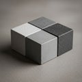 Textured cubes arranged in a two-by-two formation sit on a smooth Royalty Free Stock Photo