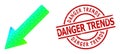 Textured Danger Trends Watermark and Lowpoly Rainbow Left Down Arrow Icon with Gradient