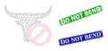Textured Do Not Bend Stamp Imitations and Triangle Mesh Reject Beef Icon Royalty Free Stock Photo