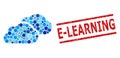 Textured E-Learning Seal and Clouds Composition of Rounded Dots