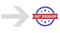 Textured East Jerusalem Round Rosette Bicolor Badge and Mesh Wireframe Right Arrow