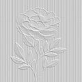 Textured emboss 3d lines flowers striped seamless pattern. Floral embossed white background. Modern vector backdrop. Line art