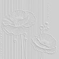 Textured emboss 3d lines poppy flowers striped artistic pattern. Floral embossed white background. Modern vector backdrop. Line Royalty Free Stock Photo