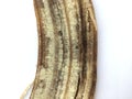 Textured embossed peel of a ripe large banana. Macro shot. Royalty Free Stock Photo